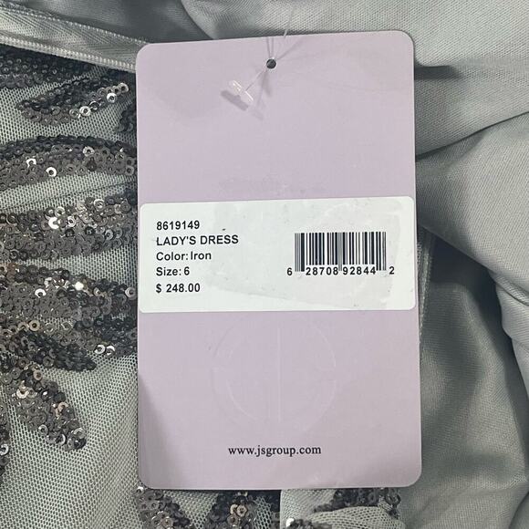 J S COLLECTIONS JACQUELINE BLOUSON EMBELLISHED MIDI DRESS IN IRON NWT SIZE 6 - Picture 14 of 16
